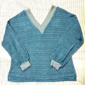 Acoa V-neck Chenille Beautiful Sweater Balloon Sleeve Excellent Condition Size M